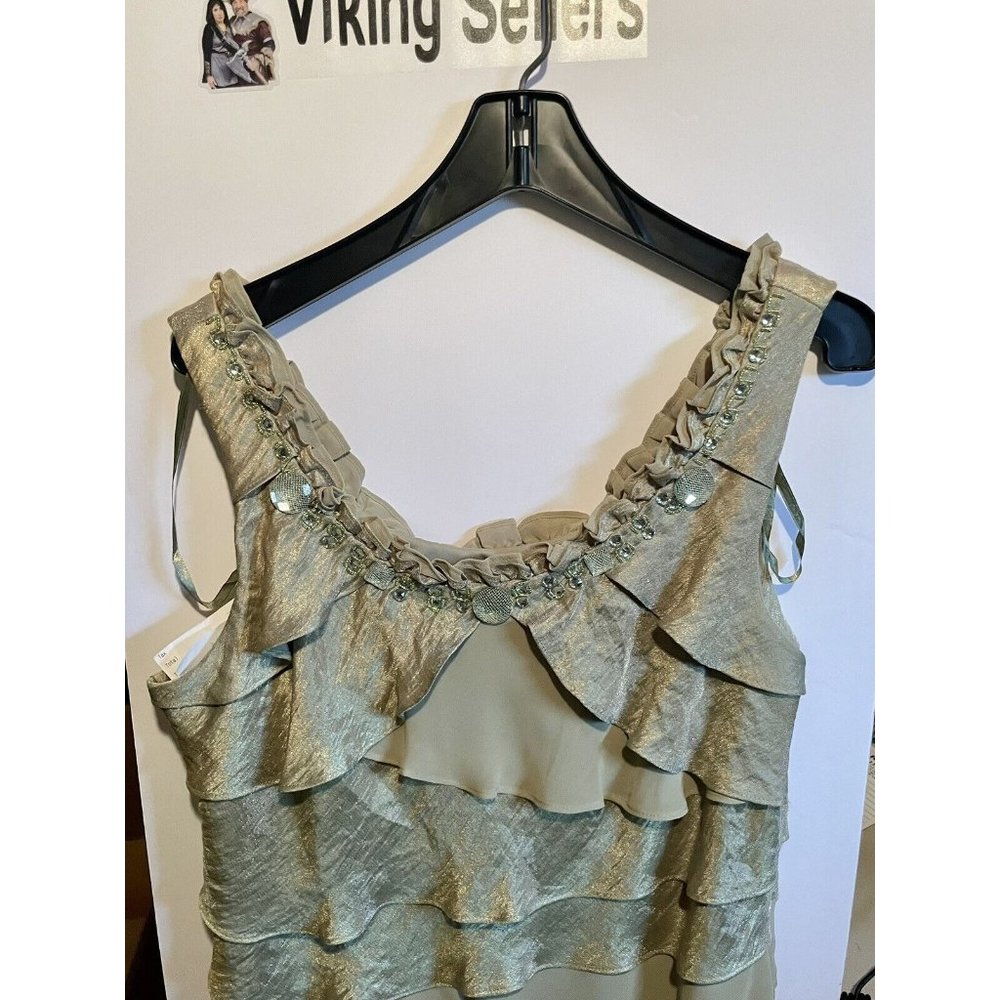 S. L. Fashions Women’s Cocktail Dress Green Ruffles Size 8